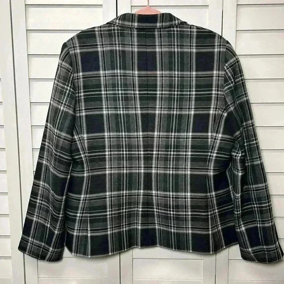 Tahari ASL Plaid Single Button Lined Blazer Size 18 Gray, Black & White - Picture 7 of 8
